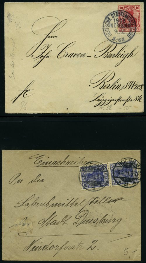 LOTS Ca. 1855-1933, Interessante Partie Von 280 Briefen Und Karten In 2 Alben, Dabei Interessante Frankaturen, Stempel, - Used Stamps