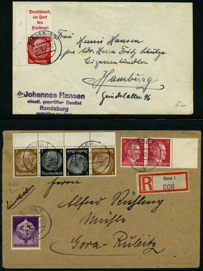 LOTS ca. 1855-1933, interessante Partie von 280 Briefen und Karten in 2 Alben, dabei interessante Frankaturen, Stempel,