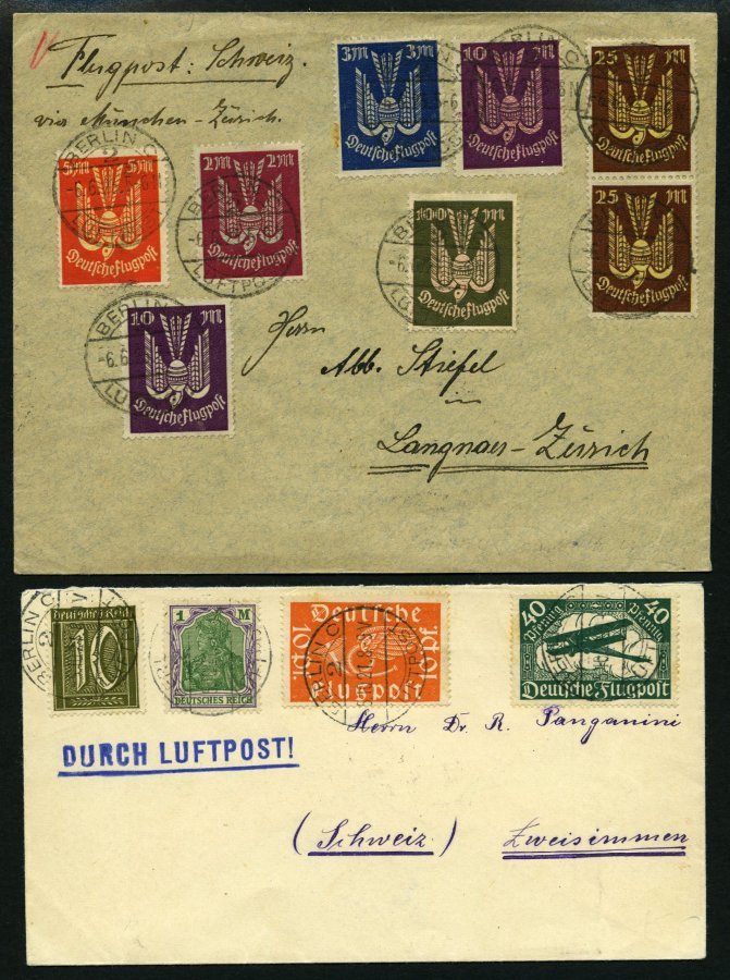 LOTS 1921-23, 6 Verschiedene Luftpostbelege In Die Schweiz, Meist Pracht, Besichtigen! - Used Stamps