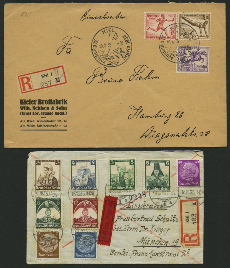 LOTS 1924-45, Partie Von über 100 Belegen Aus KIEL, Dabei Auch Einschreibbriefe, Nachnahmen, Eilbriefe, Überseepost, Sel - Used Stamps
