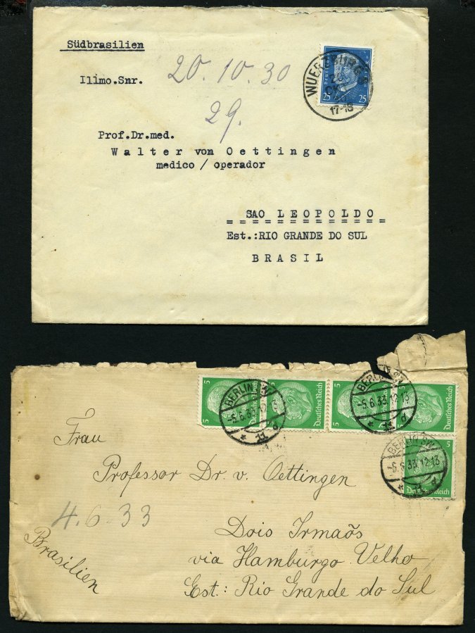 LOTS Ca. 1930-32, 20 Briefe Nach Brasilien Mit Verschiedenen Frankaturen, Etwas Unterschiedlich - Used Stamps