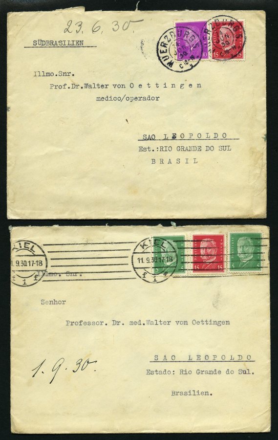 LOTS ca. 1930-32, 20 Briefe nach Brasilien mit verschiedenen Frankaturen, etwas unterschiedlich