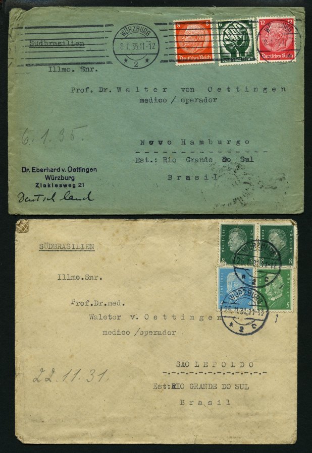 LOTS ca. 1930-32, 20 Briefe nach Brasilien mit verschiedenen Frankaturen, etwas unterschiedlich