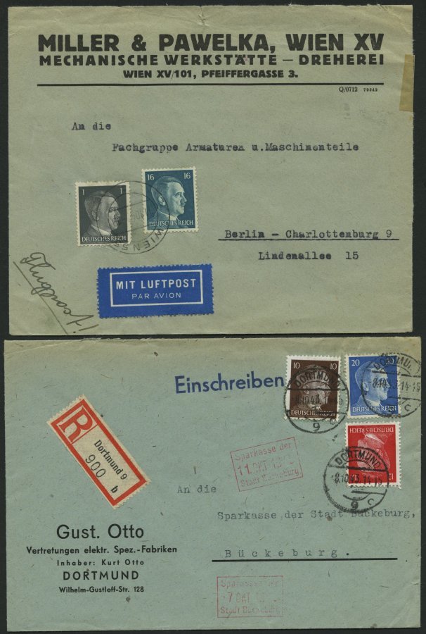 LOTS 1941-45, Partie Von 47 Verschiedenen Belegen Mit Hitler-Freimarken Frankaturen, Teils Seltene Kombinationen, Meist - Used Stamps