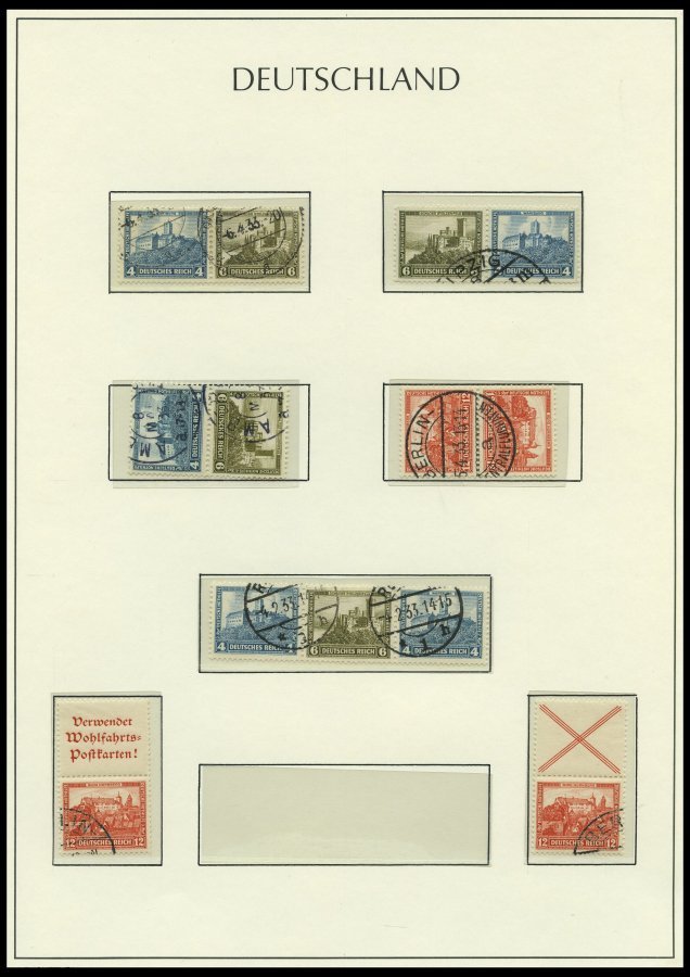 ZUSAMMENDRUCKE A. W 5-KZ 19 O, 1921-33, Gestempelte Partie Verschiedener Zusammendrucke Auf Leuchtturmseiten, Mit Einige - Se-Tenant