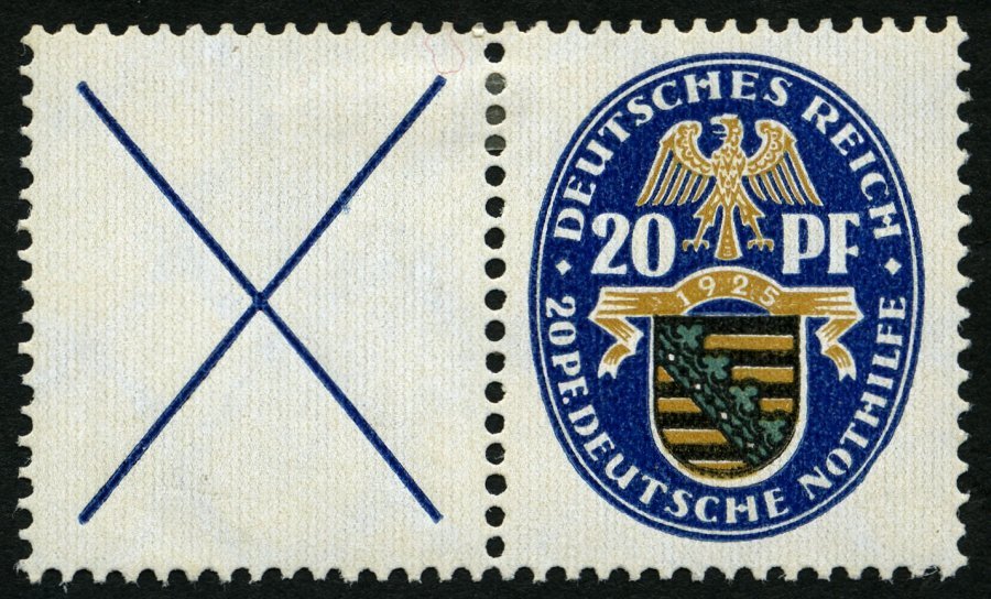 ZUSAMMENDRUCKE W 20.1 *, 1925, Nothilfe X + 20, Falzrest, Pracht, Mi. 210.- - Se-Tenant
