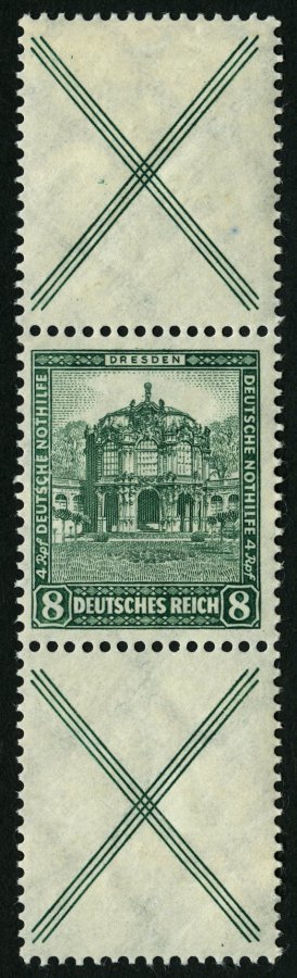 ZUSAMMENDRUCKE S 95 *, 1931, Nothilfe 8 + X + 8, Falzreste, Pracht, Mi. 240.- - Se-Tenant