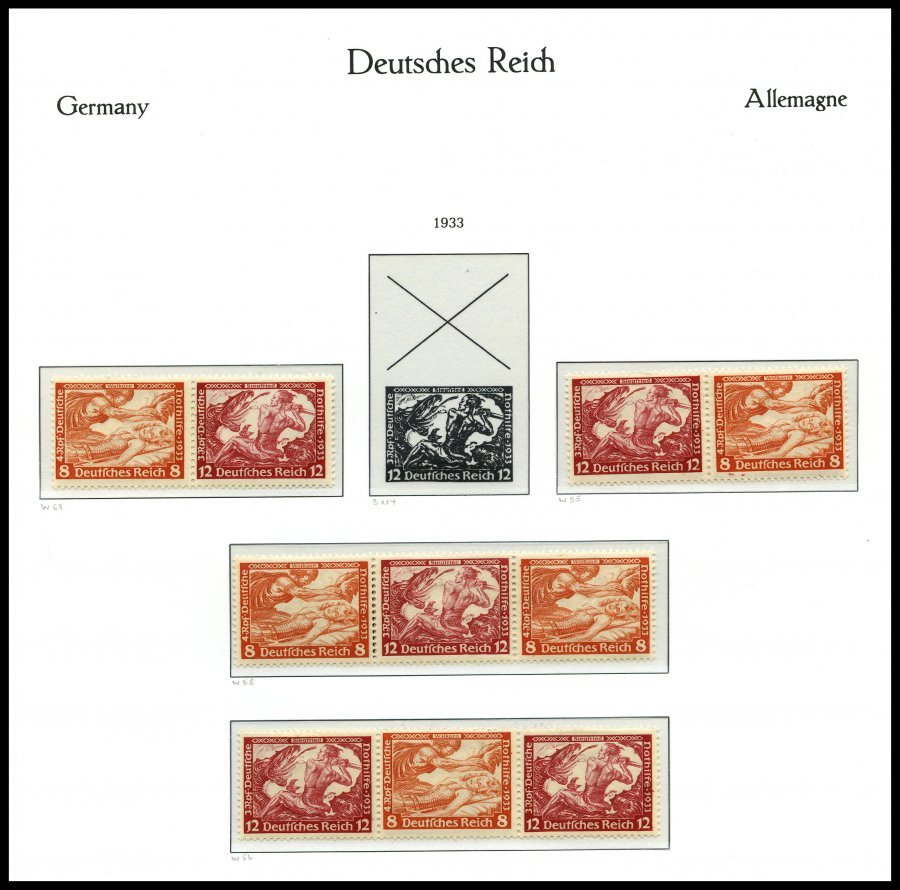 ZUSAMMENDRUCKE **,*,o , überwiegend Ungebrauchte Sammlung Zusammendrucke Von 1913-45 Im KA-BE Falzlosalbum Mit Guten Mit - Se-Tenant