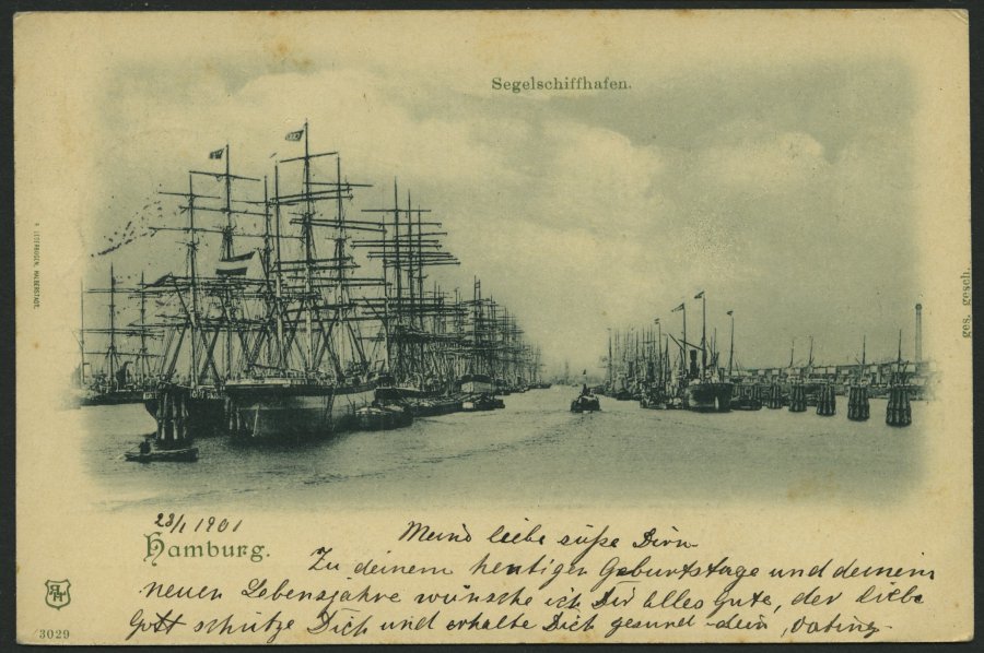 GANZSACHEN PP 19F34/02 BRIEF, Privatpost: 1901, 5 Pf. Reichspost Hamburg-Segelschiffhafen, Stempel HAMBURG * 6a, Prachtk - Otros & Sin Clasificación