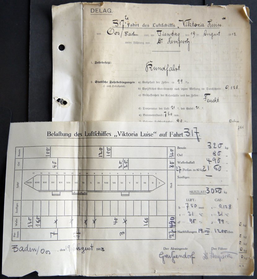 ZEPPELINPOST 4 , 1913, Viktoria Luise, 59 Verschiedene Fahrtberichte Für Den Zeitraum 19.8. - 29.10.13 Im Alten Leitzord - Correo Aéreo & Zeppelin