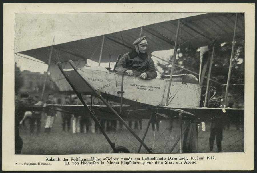 ZEPPELINPOST 12 BRIEF, 1912, 30 Pf. Flp. Auf Rhein Und Main Auf Seltener Flugpost-Ansichtskarte Mit 5 Pf. Zusatzfrankatu - Airmail & Zeppelin