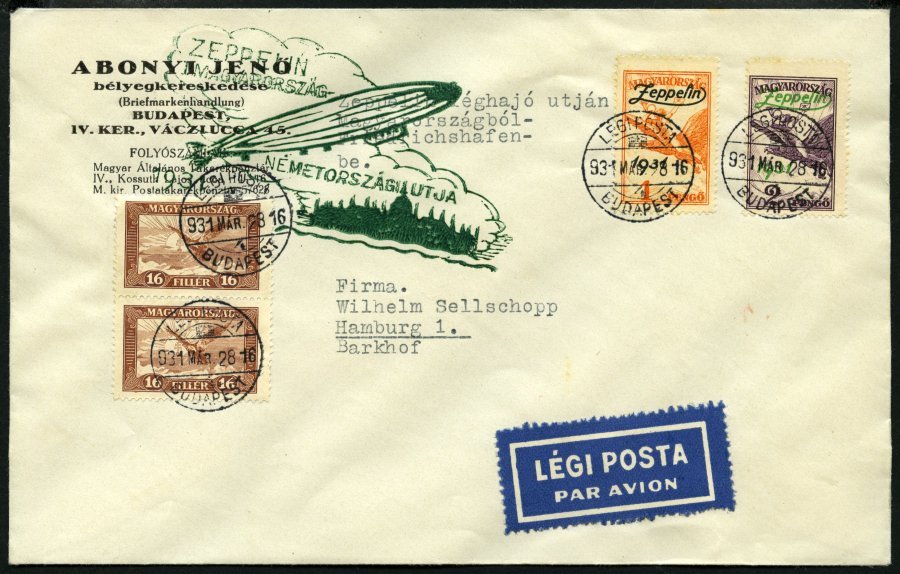 ZEPPELINPOST 103c BRIEF, 1931, Ungarnfahrt, Ungarische Post, Budapest-Fr`hafen, Mit Beiden Zeppelinmarken, Prachtbrief - Correo Aéreo & Zeppelin