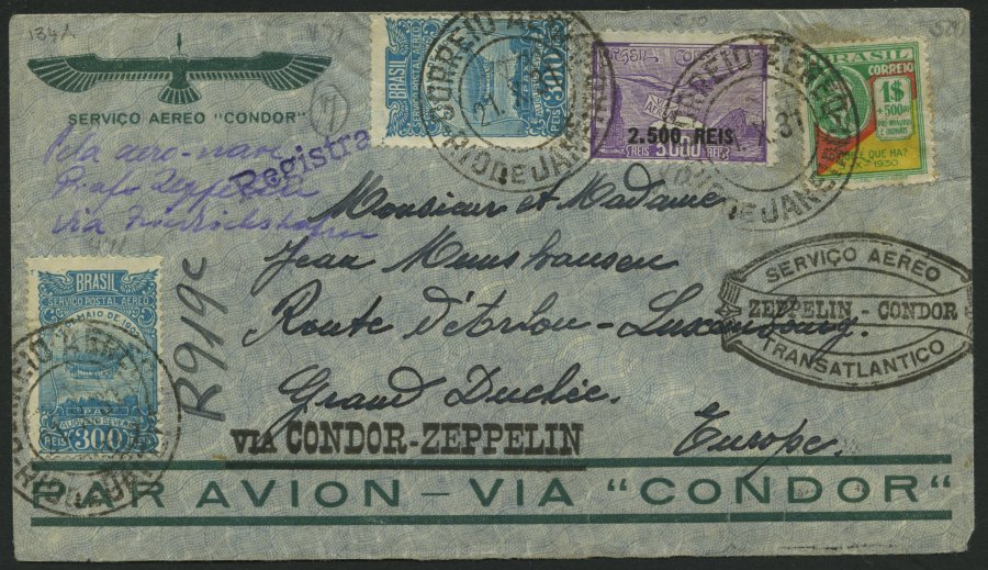 ZEPPELINPOST 134A BRIEF, 1931, 3. Südamerikafahrt, Brasil-Post, Prachtbrief Nach Luxemburg, R! - Correo Aéreo & Zeppelin