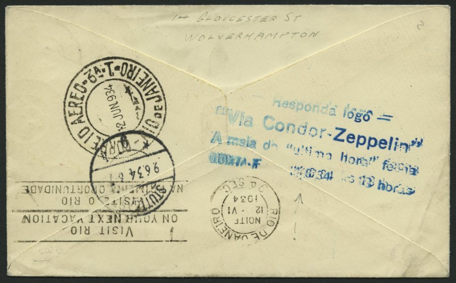 ZULEITUNGSPOST 250Aa BRIEF, Großbritannien: 1934, 2. Südamerikafahrt, Auflieferung Friedrichshafen, Stempel B, Drucksach - Zeppelines