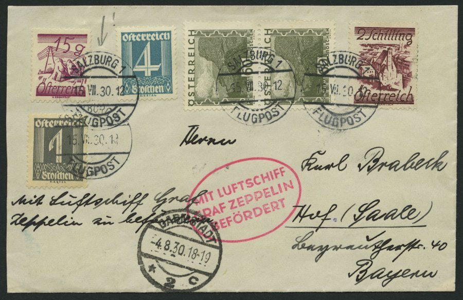 ZULEITUNGSPOST 76 BRIEF, Österreich: 1930, Landungsfahrt Nach Darmstadt, Prachtbrief - Zeppelines
