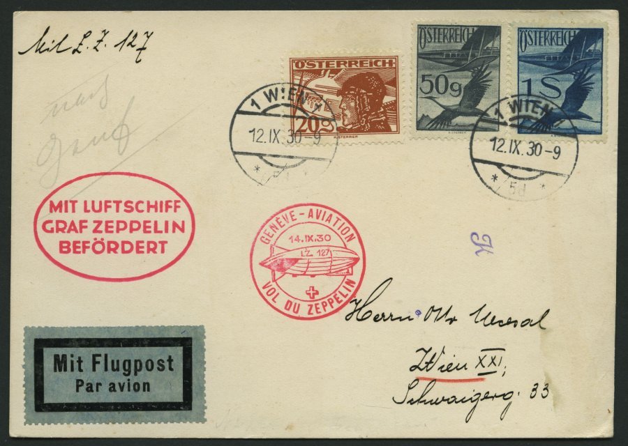 ZULEITUNGSPOST 86 BRIEF, Österreich: 1930, Fahrt Nach Genf, Karte Feinst - Zeppelines