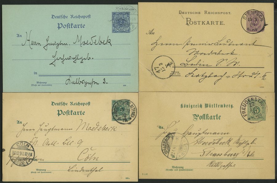 ALTE ANSICHTSKARTEN 1889/1900, 8 Ganzsachenkarten An Den Flugpionier Hermann Moedebeck Bzw. Frau Hauptmann Moedebeck, Pr - Otros & Sin Clasificación