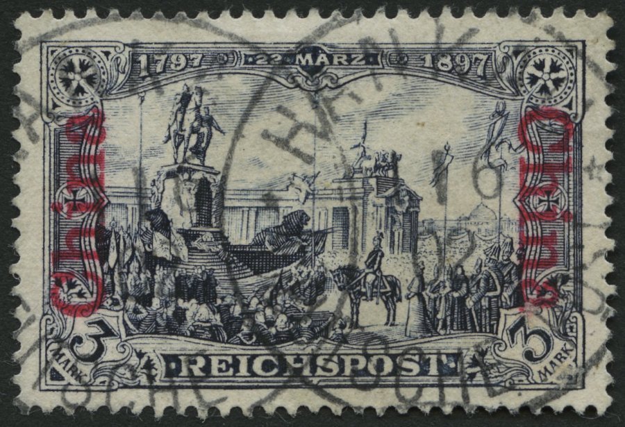 DP CHINA 26I O, 1901, 3 M. Reichspost, Type I, Stempel HANKAU, Pracht, Mi. 80.- - China (oficinas)