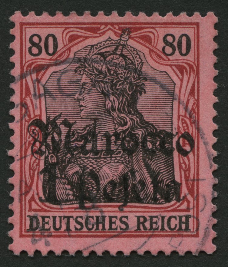 DP IN MAROKKO 42 O, 1911, 1 P. Auf 80 Pf., Mit Wz., Pracht, Mi. 350.- - Marruecos (oficinas)