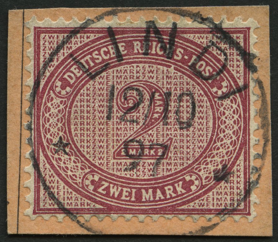 DEUTSCH-OSTAFRIKA VO 37eVII BrfStk, 1897, 2 M. Dunkelrotkarmin Mit Abart Weißer Keil In Ovallinie Unter HS Von REICHS, M - German East Africa
