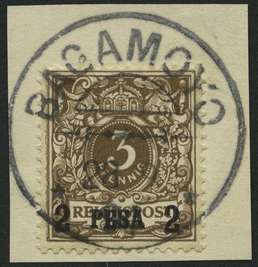 DEUTSCH-OSTAFRIKA 1I BrfStk, 1893, 2 P. Auf 3 Pf. Mittelbraun, Zentrischer Stempel BAGAMOYO, Kabinettbriefstück - África Oriental Alemana