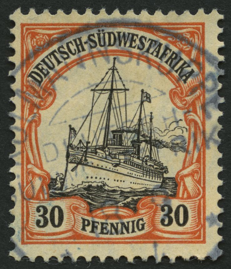 DSWA 28x O, 1911, 30 Pf. Dunkelorange/gelbschwarz Auf Chromgelb, Mit Wz., Stempel KOLMANNSKUPPE, Pracht, Gepr. Mansfeld, - German South West Africa