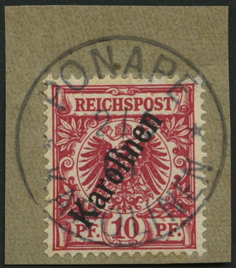 KAROLINEN 3IIb BrfStk, 1900. 10 Pf. Lilarot Steiler Aufdruck, Prachtbriefstück, Gepr. Jäschke-L., Mi. (130.-) - Islas Carolinas