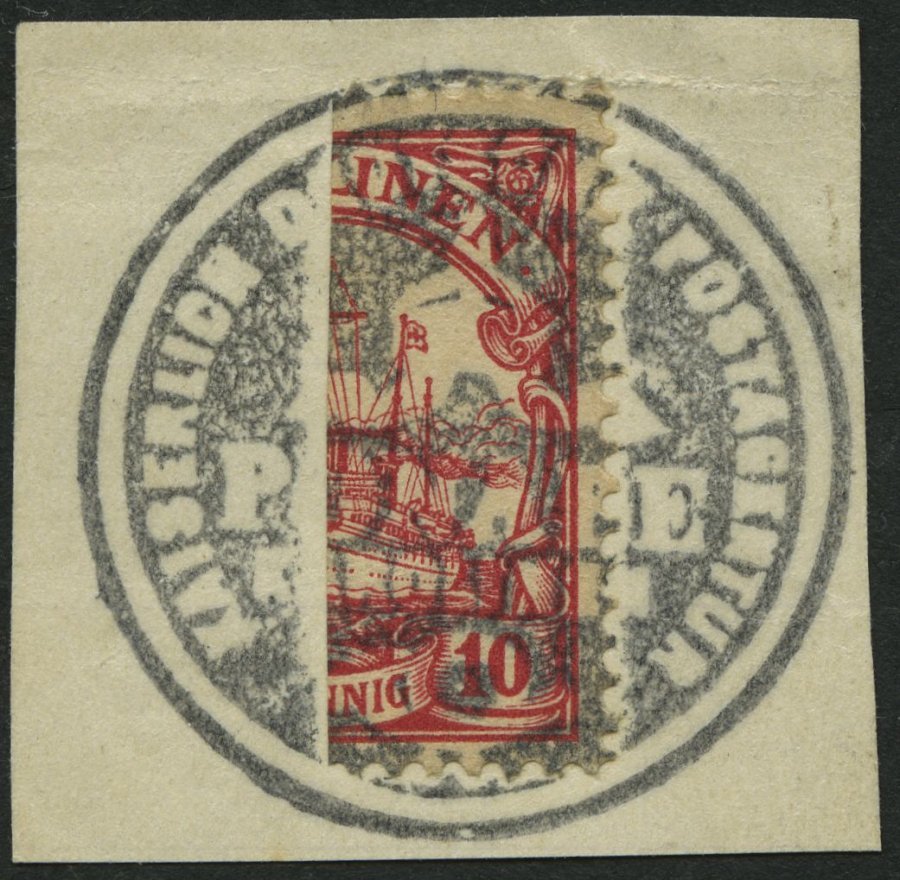 KAROLINEN 9H BrfStk, 1905, 10 Pf. Halbiert 1. Ponape-Ausgabe, Prachtbriefstück, Mi. 70.- - Islas Carolinas