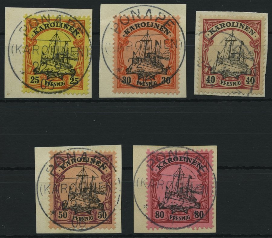 KAROLINEN 11-15 BrfStk, 1900, 25 - 80 Pf. Kaiseryacht, 5 Prachtwerte, Mi. (103.-) - Isole Caroline