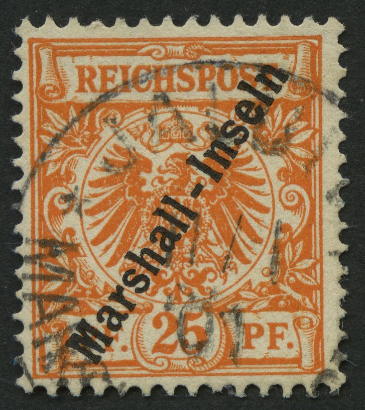 MARSHALL-INSELN 11b O, 1899, 25 Pf. Dunkelorange, Pracht, Gepr. Jäschke-L., Mi. 70.- - Islas Marshall