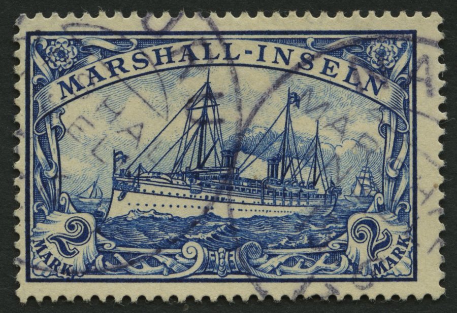 MARSHALL-INSELN 23 O, 1901, 2 M. Schwärzlichblau, Stempel NAURU, Pracht, Gepr. Bothe, Mi. (140.-) - Marshall Islands