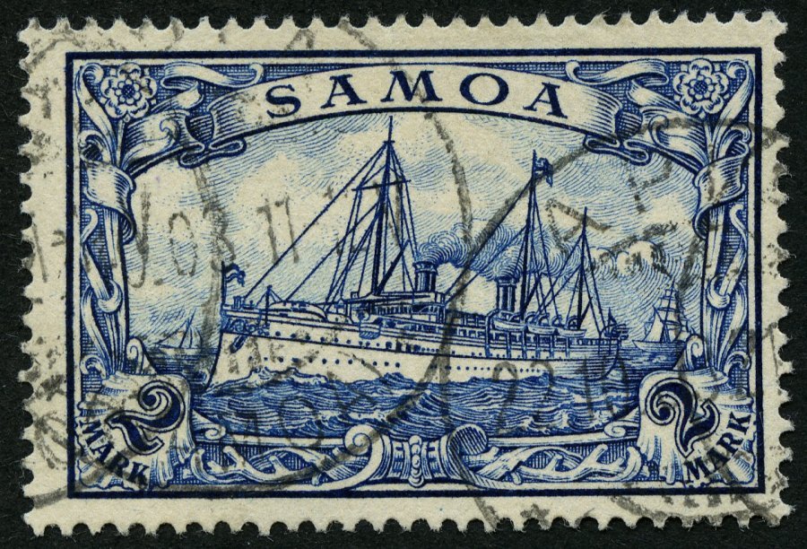 SAMOA 17 O, 1901, 2 M. Schwärzlichblau, Pracht, Mi. 120.- - Samoa