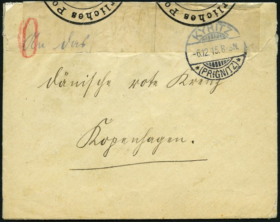 FELDPOST I.WK 1915, Brief Aus KYRITZ An Das Dänsische Rote Kreuz In Kopenhagen, Rückseitiger Violetter Zensurstempel (R4 - Used Stamps