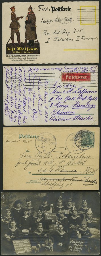 FELDPOST I.WK 1904-18, 8 Teils Interessante Feldpostkarten Aus KIEL, Etwas Unterschiedlich - Used Stamps