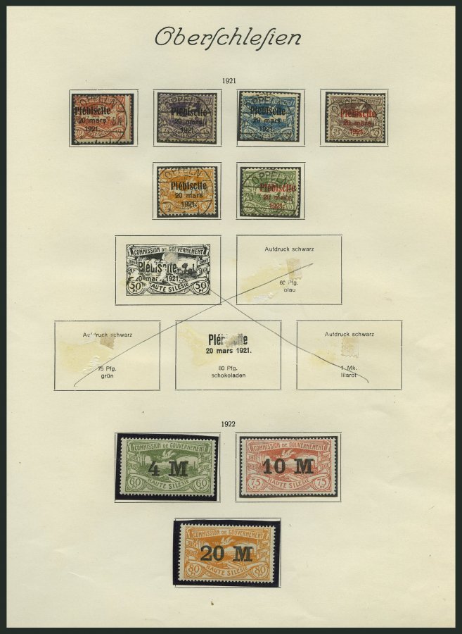 OBERSCHLESIEN O,*,**, BrfStk, Interessante Sammlung Oberschlesien Von 1920-22 Mit Besseren Werten, Dienstmarken Sowie Ei - Other & Unclassified