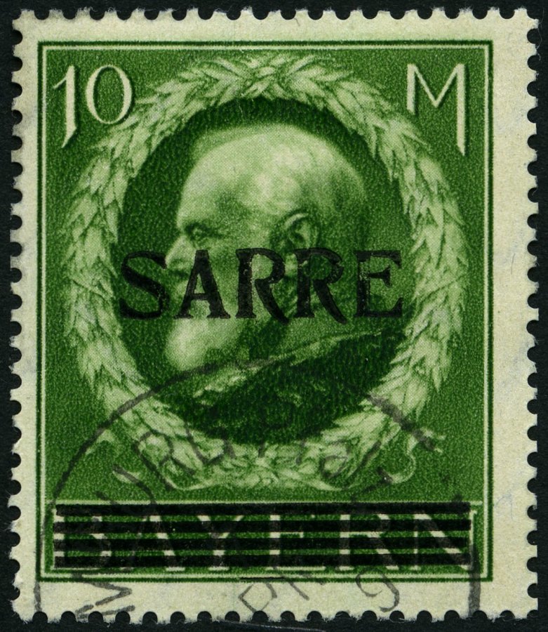SAARGEBIET 31 O, 1920, 10 M. Bayern-Sarre, Pracht, U.a. Gepr. Burger, Mi. 320.- - Other & Unclassified