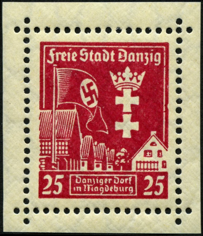 FREIE STADT DANZIG 274XI **, 1937, 25 Pf. Danziger Dorf Mit Abart Rechter Bildrand Eingekerbt, Pracht, Mi. 200.- - Otros & Sin Clasificación