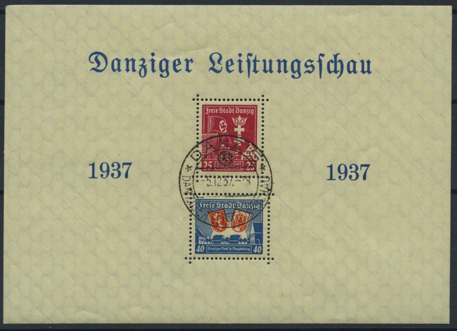 FREIE STADT DANZIG Bl. 3 O, 1937, Block Leistungsschau, Sonderstempel, Pracht, Mi. 110.- - Otros & Sin Clasificación