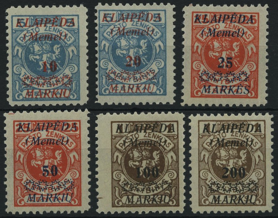 MEMELGEBIET 135-40 **, 1923, Staatsdruckerei Kowno, Postfrischer Prachtsatz, Mi. 220.- - Memel (Klaipeda) 1923