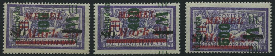 MEMELGEBIET 164-66 **, 1923, Grüner Aufdruck, Postfrischer Prachtsatz, Mi. 55.- - Klaipeda 1923