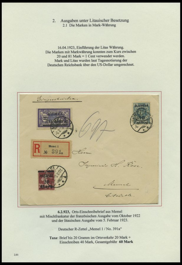 MEMELGEBIET o,Brief,BrfStk,**,* , reichhaltige saubere Teilsammlung Memel von 1920-1922 mit vielen Besonderheiten, Bogen