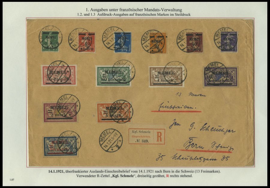 MEMELGEBIET o,Brief,BrfStk,**,* , reichhaltige saubere Teilsammlung Memel von 1920-1922 mit vielen Besonderheiten, Bogen