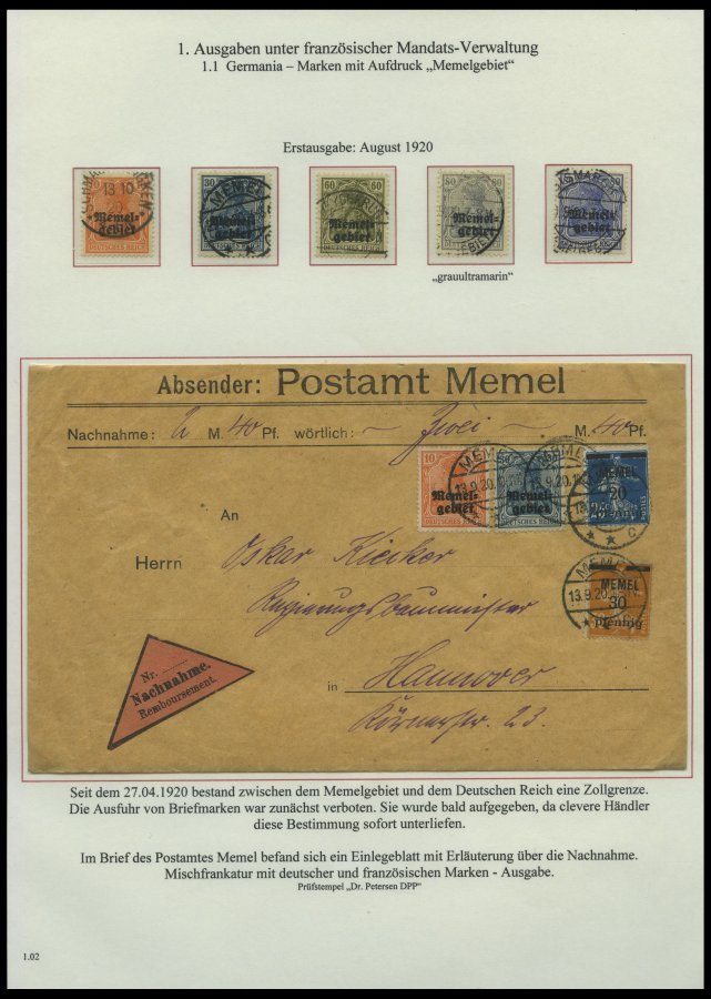 MEMELGEBIET o,Brief,BrfStk,**,* , reichhaltige saubere Teilsammlung Memel von 1920-1922 mit vielen Besonderheiten, Bogen