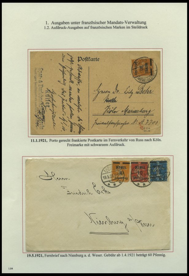 MEMELGEBIET o,Brief,BrfStk,**,* , reichhaltige saubere Teilsammlung Memel von 1920-1922 mit vielen Besonderheiten, Bogen