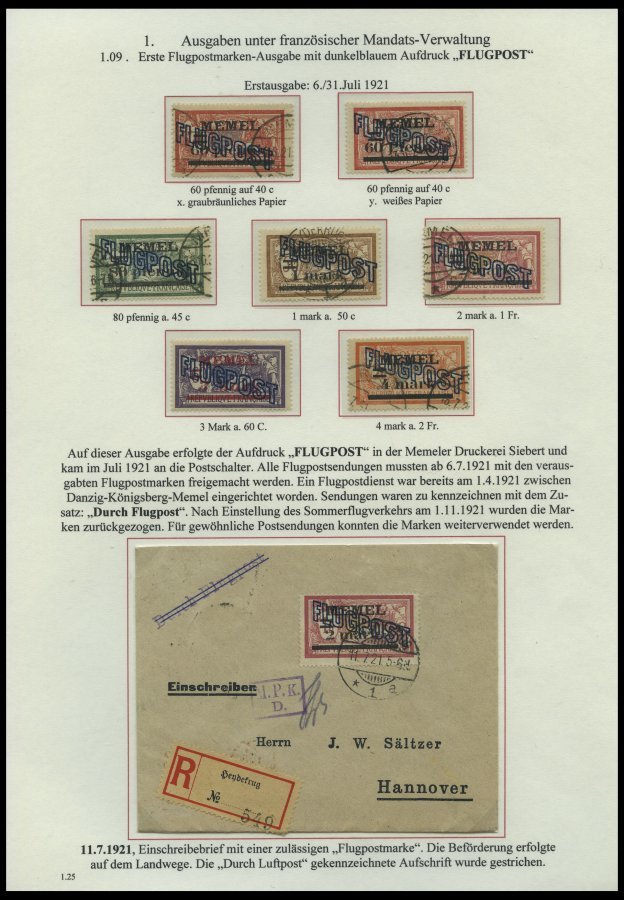 MEMELGEBIET o,Brief,BrfStk,**,* , reichhaltige saubere Teilsammlung Memel von 1920-1922 mit vielen Besonderheiten, Bogen