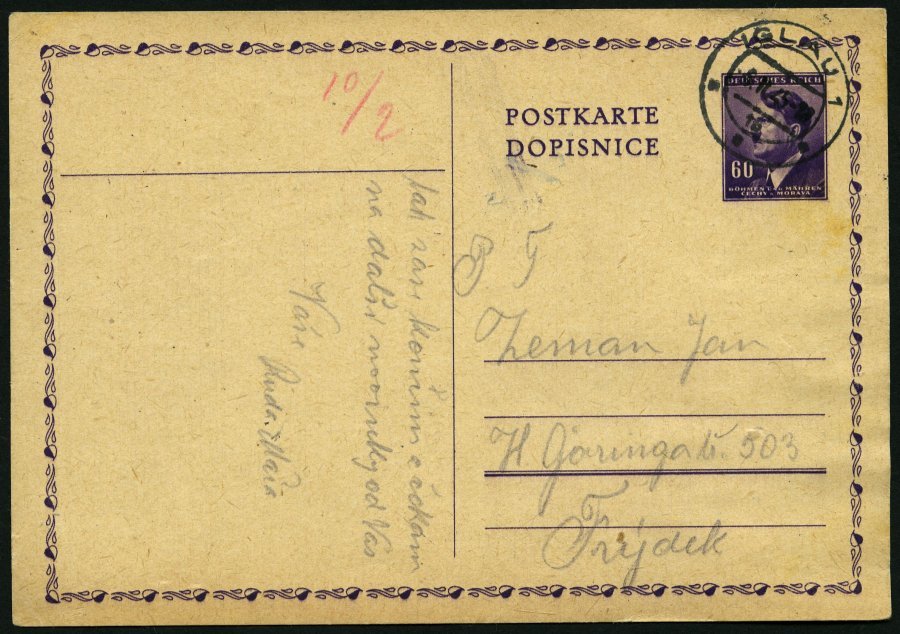 BÖHMEN UND MÄHREN P 15II BRIEF, 1945, 60 H. Violett Ganzsachenkarte Ohne Druckjahr 1944, Feinst - Other & Unclassified