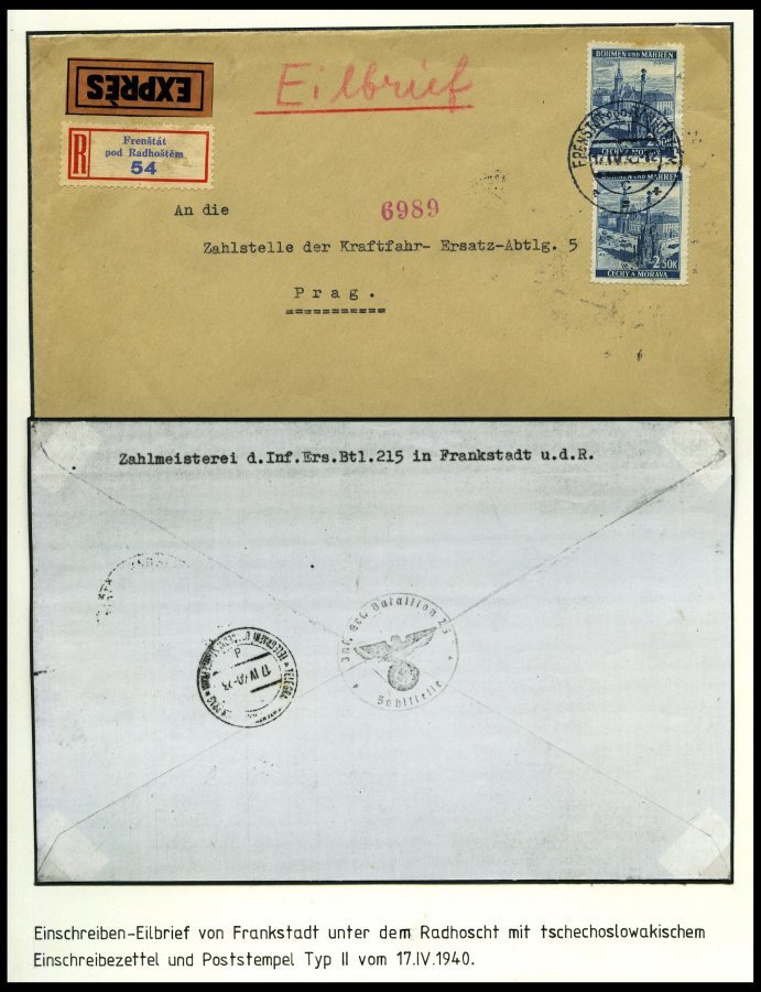 BÖHMEN UND MÄHREN Brief,** , 1939-45, Interessante Sammlung Böhmen Und Mähren In 2 Bänden, Der Hauptwert Liegt In Den 60 - Other & Unclassified