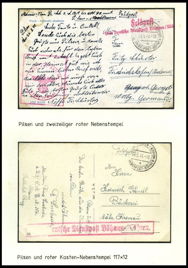 BÖHMEN UND MÄHREN Brief,** , 1939-45, interessante Sammlung Böhmen und Mähren in 2 Bänden, der Hauptwert liegt in den 60