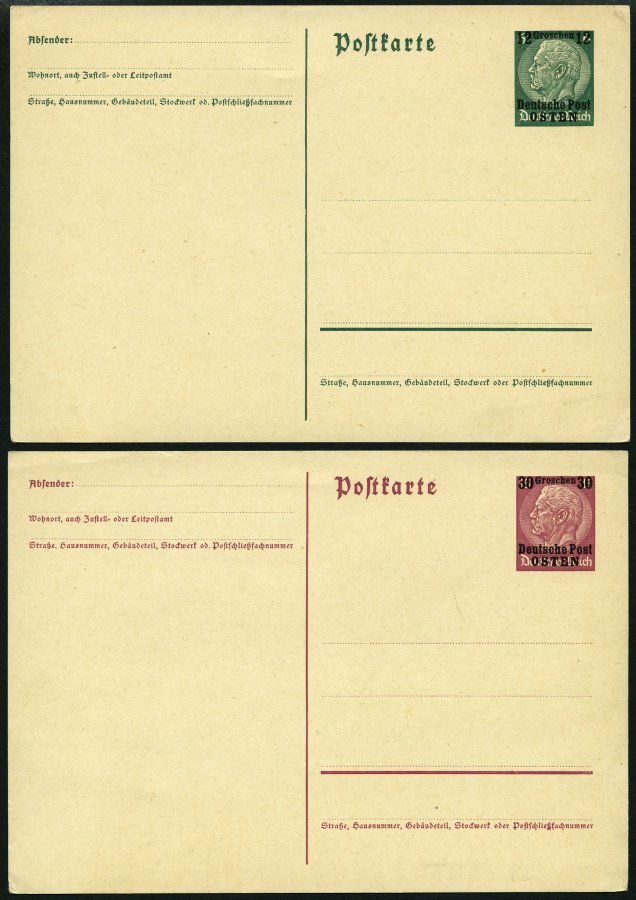 GENERALGOUVERNEMENT P 1/2II BRIEF, 1940, 12 Und 30 Gr. Ganzsachenkarten, E In Postkarte Endet Eng, Ungebraucht, Feinst, - Occupation 1938-45