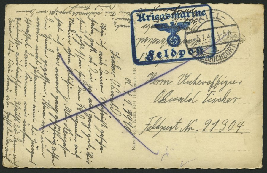 FELDPOST II. WK BELEGE 1940-45, 17 Feldpostbelege Mit Verschiedenen Briefstempeln Aus KIEL, Dabei Segelschulschiff Gorch - Occupation 1938-45